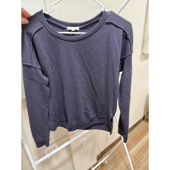 Maurices Tops - Maurices Womens Charcoal Gray Raw Hem Ribbed Panel Pullover Sweatshirt Small